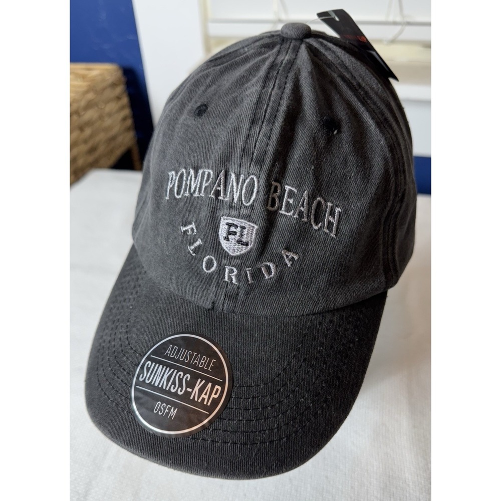 Pompano Beach‎ Florida Baseball Hat Gray Adjustable Cotton Strap
